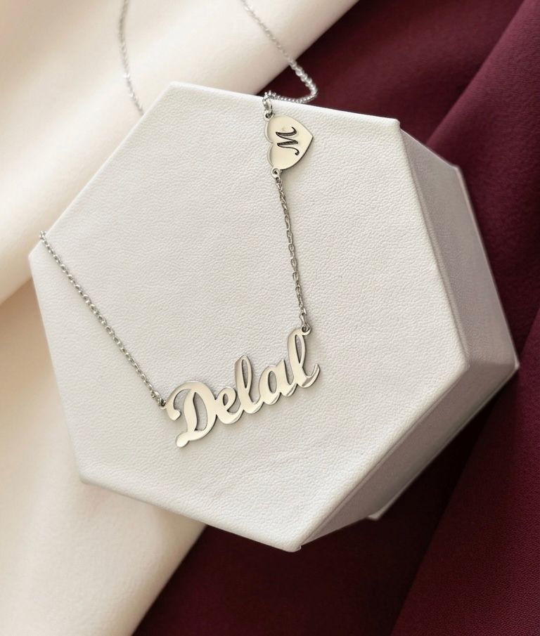 Personalized Name Necklace with Custom Engraved Heart