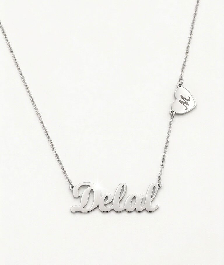 Personalized Name Necklace with Custom Engraved Heart