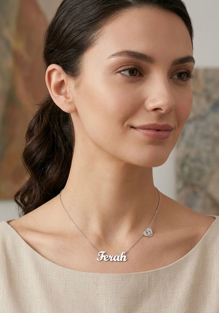 Personalized Name Necklace with Custom Engraved Heart