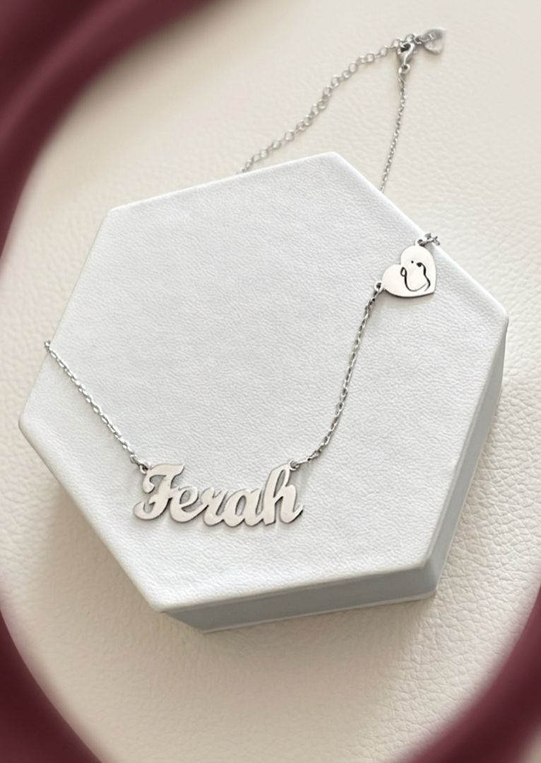 Personalized Name Necklace with Custom Engraved Heart